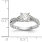14k White Gold Peg Set Simulated Diamond Criss Cross Engagement Ring