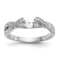 14k White Gold Peg Set Simulated Diamond Criss Cross Engagement Ring