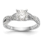14k White Gold Peg Set Simulated Diamond Criss Cross Engagement Ring