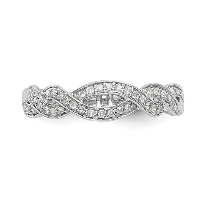 14k White Gold Peg Set Simulated Diamond Criss Cross Engagement Ring