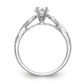 14k White Gold Peg Set Simulated Diamond Criss Cross Engagement Ring