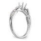 14k White Gold Peg Set Simulated Diamond Criss Cross Engagement Ring
