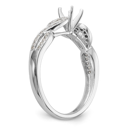 14k White Gold Peg Set Simulated Diamond Criss Cross Engagement Ring