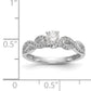 14k White Gold Peg Set Simulated Diamond Criss Cross Engagement Ring