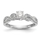 14k White Gold Peg Set Simulated Diamond Criss Cross Engagement Ring