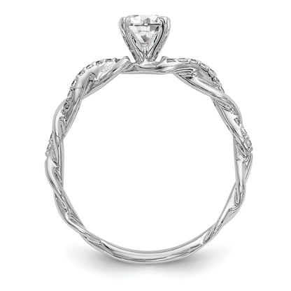14k White Gold Peg Set Simulated Diamond Criss Cross Engagement Ring