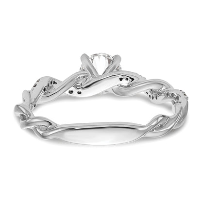 14k White Gold Peg Set Simulated Diamond Criss Cross Engagement Ring
