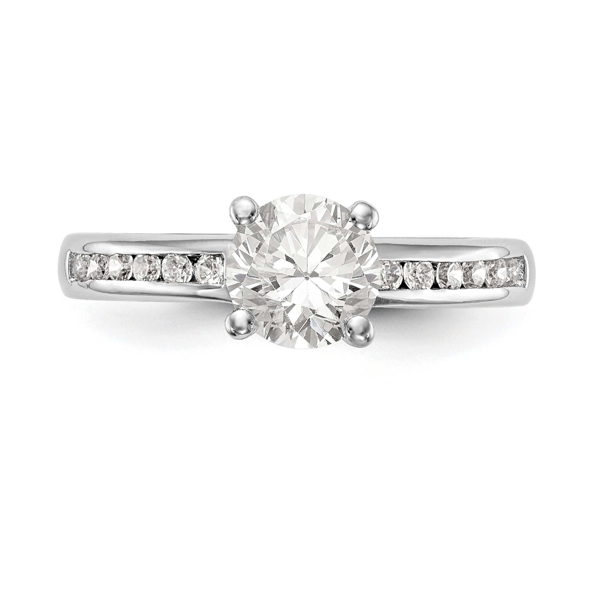 14K White Gold Simulated Diamond Engagement Ring