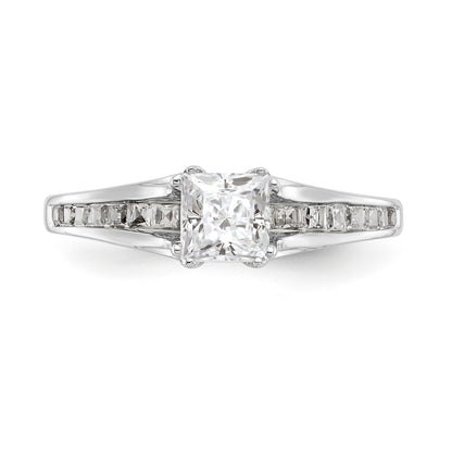 14K White Gold Simulated Diamond Engagement Ring