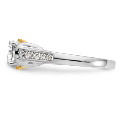 14k Two tone Peg Set Diamond Celtic CZ Engagement Ring