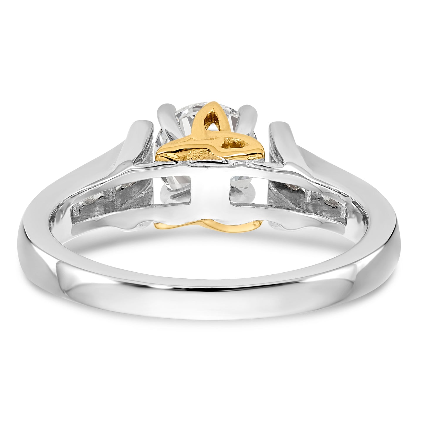 14k Two tone Peg Set Diamond Celtic CZ Engagement Ring