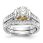 14k Two tone Peg Set Diamond Celtic CZ Engagement Ring