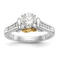 14k Two tone Peg Set Diamond Celtic CZ Engagement Ring