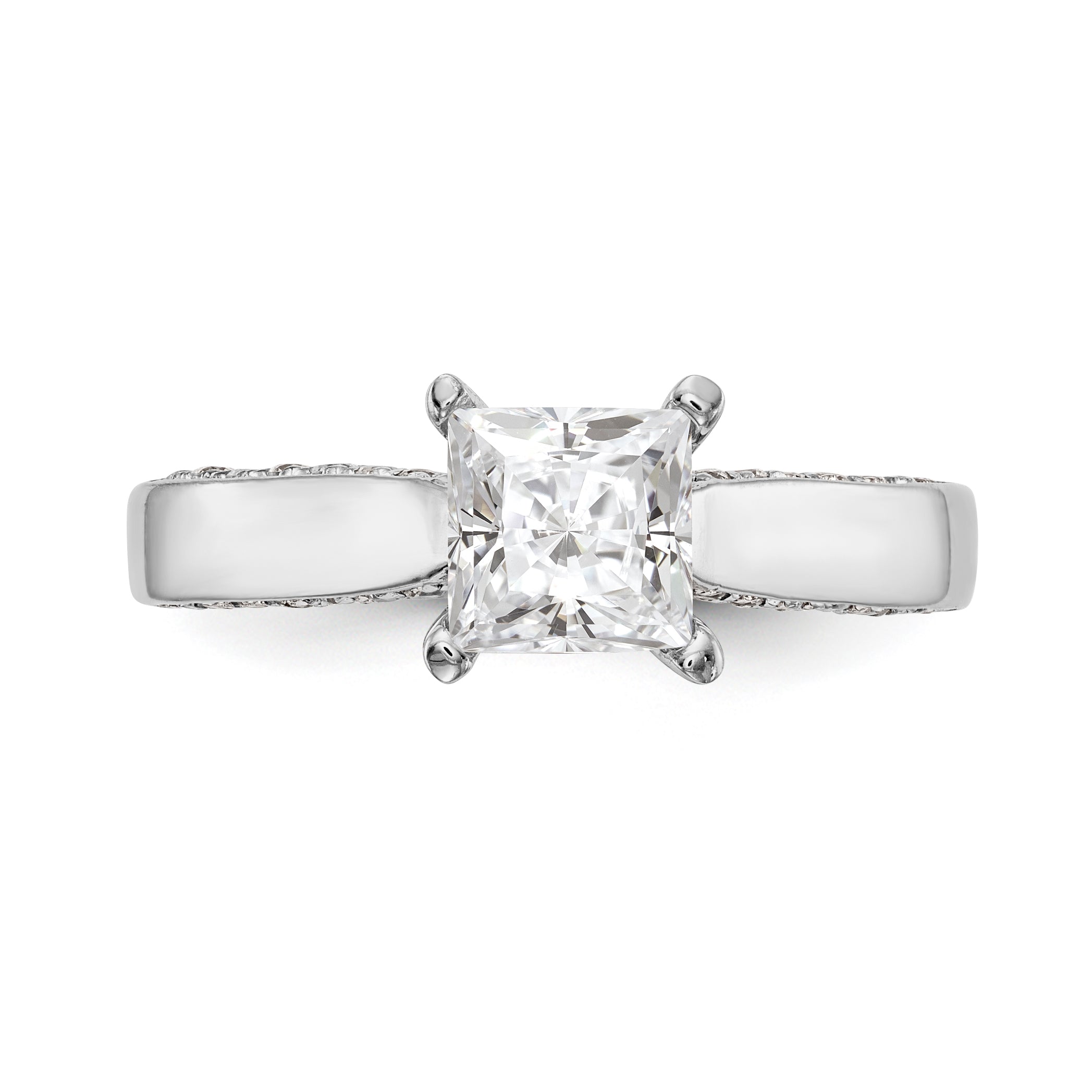 14K White Gold Simulated Diamond Engagement Ring