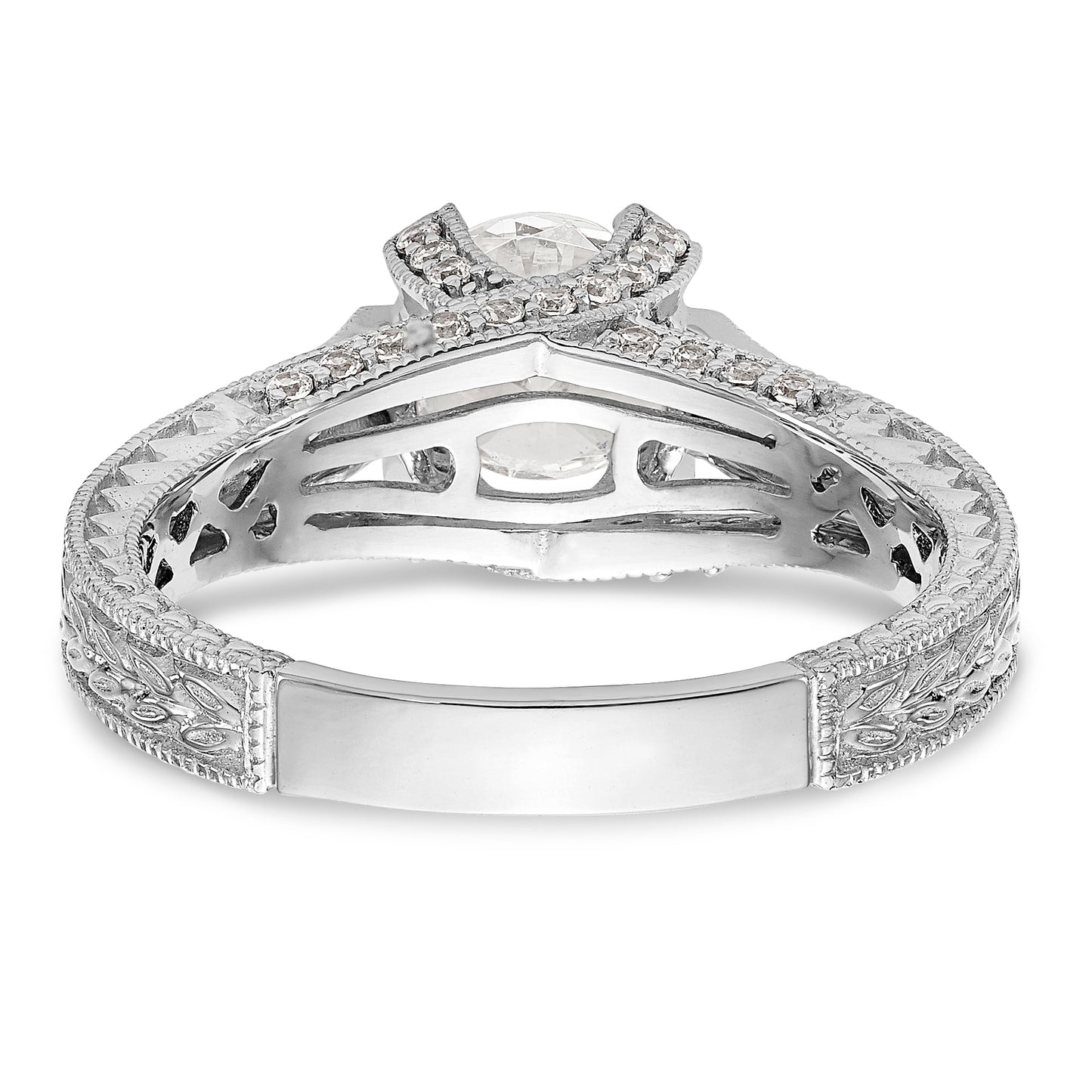 14K White Gold Simulated Diamond Engagement Ring