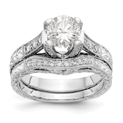 14K White Gold Simulated Diamond Engagement Ring