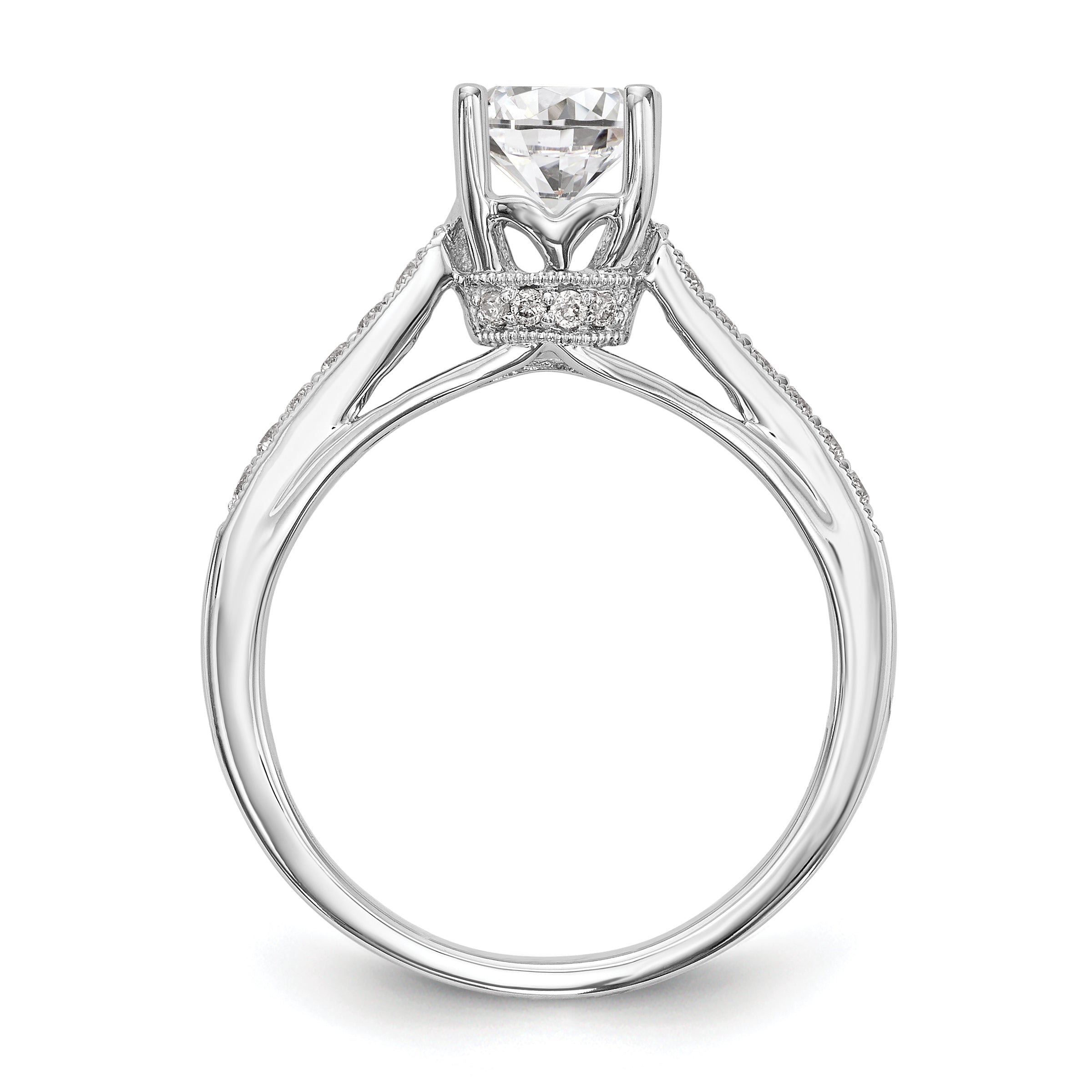 14K White Gold Simulated Diamond Engagement Ring
