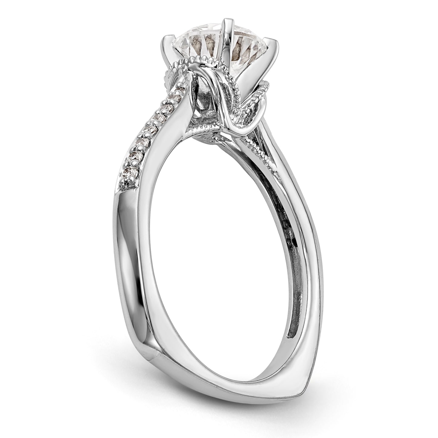 14kw Peg Set Simulated Diamond Engagement Ring