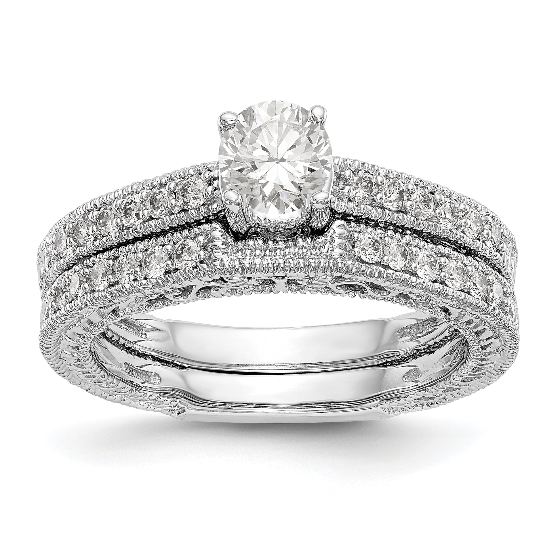 14K White Gold Simulated Diamond Engagement Ring