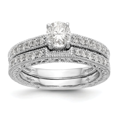 14K White Gold Simulated Diamond Engagement Ring