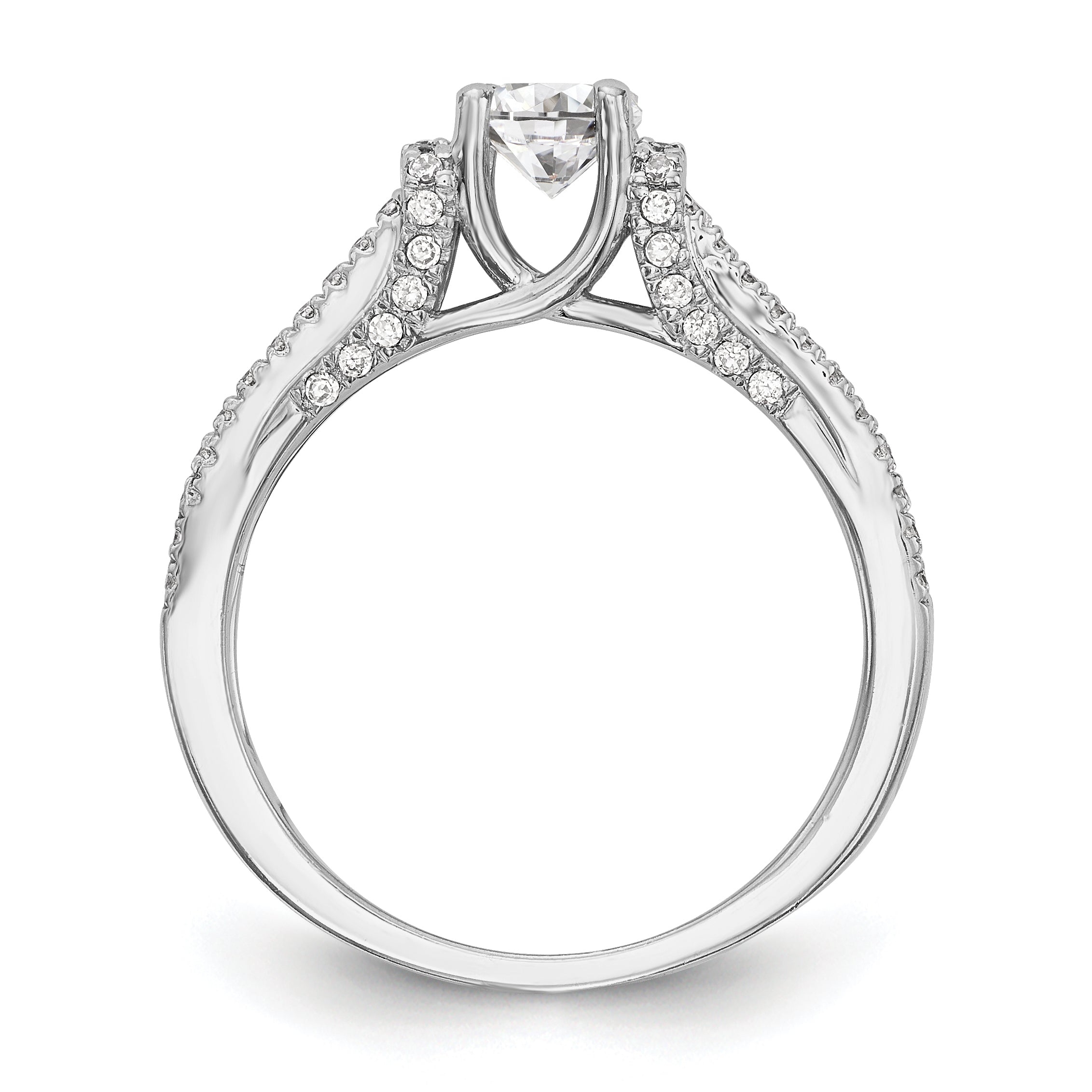 14K White Gold Simulated Diamond Engagement Ring