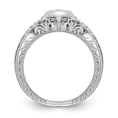 14K White Gold Simulated Diamond Engagement Ring