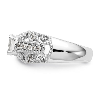 14K White Gold Simulated Diamond Engagement Ring