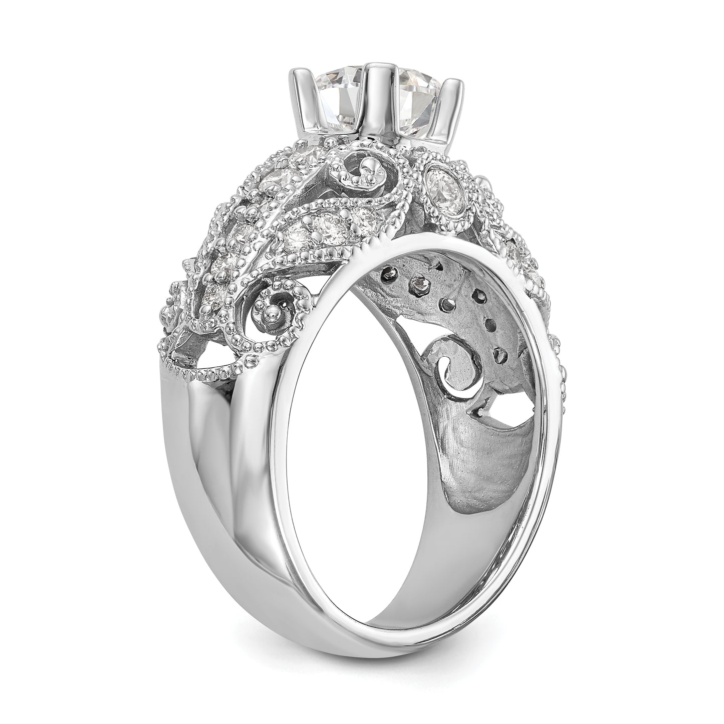 14K White Gold Simulated Diamond Engagement Ring