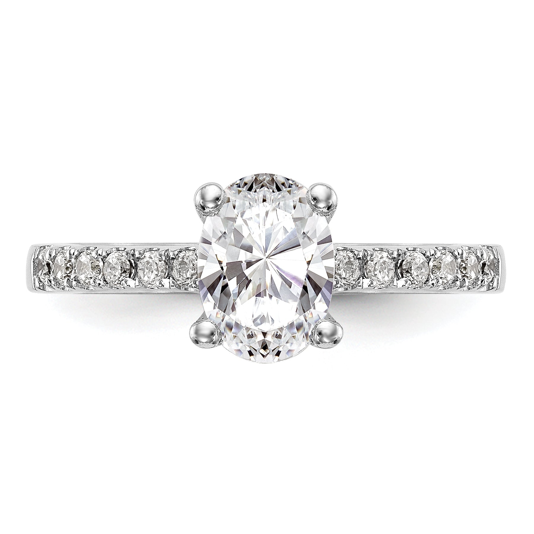 14K White Gold Simulated Diamond Engagement Ring