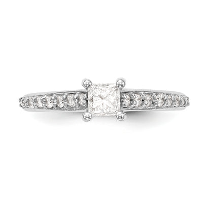 14K White Gold Simulated Diamond Engagement Ring