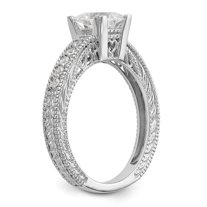14K White Gold Simulated Diamond Engagement Ring