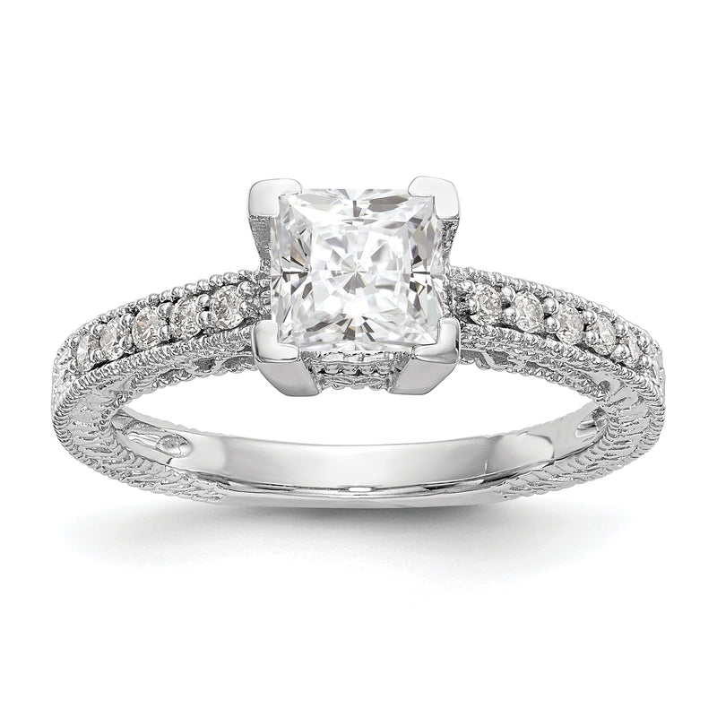 14K White Gold Simulated Diamond Engagement Ring