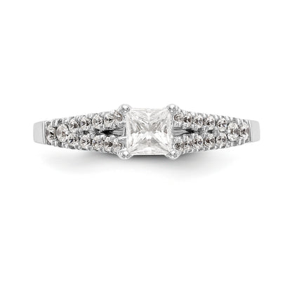 14K White Gold Simulated Diamond Engagement Ring