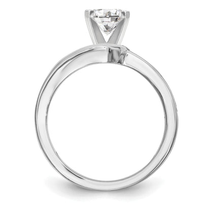 14K White Gold Diamond Peg Set CZ Engagement Ring