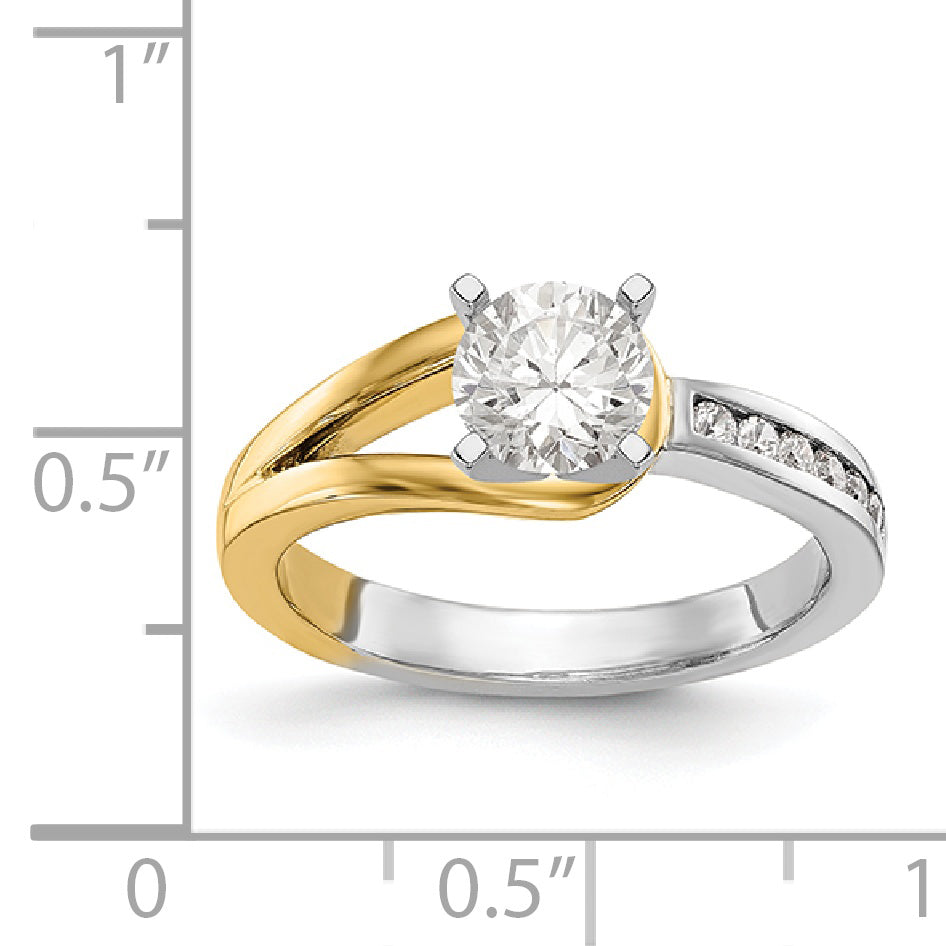 14K Two tone Diamond Peg Set CZ Engagement Ring