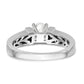 14K White Gold Diamond Peg Set CZ Engagement Ring