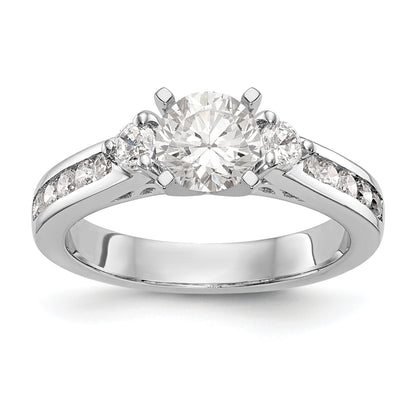 14K White Gold Diamond Peg Set CZ Engagement Ring