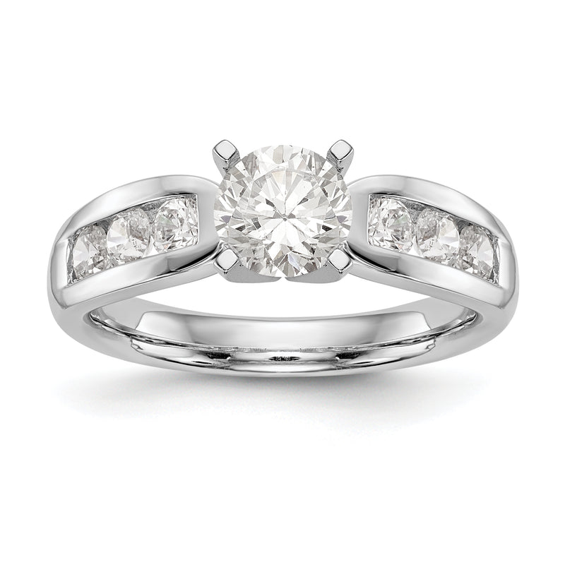 14K White Gold Diamond Peg Set Engagement Ring