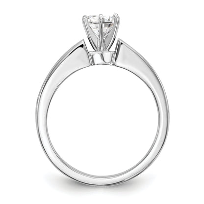 14K White Gold Diamond Peg Set CZ Engagement Ring