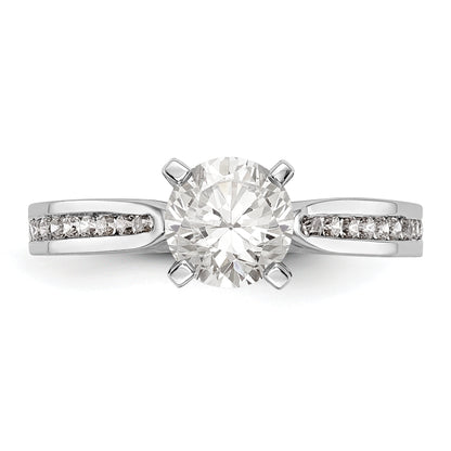 14K White Gold Diamond Peg Set CZ Engagement Ring
