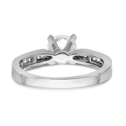 14K White Gold Diamond Peg Set CZ Engagement Ring