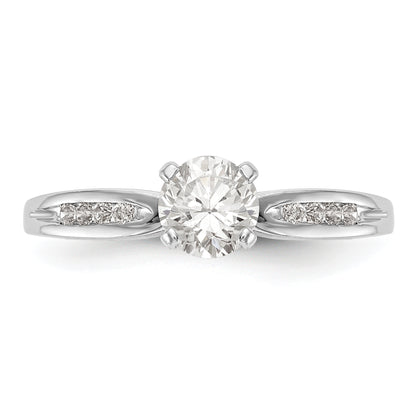 14K White Gold Diamond Peg Set CZ Engagement Ring