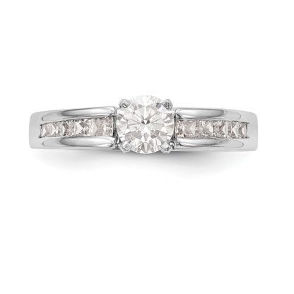 14K White Gold Diamond Peg Set CZ Engagement Ring