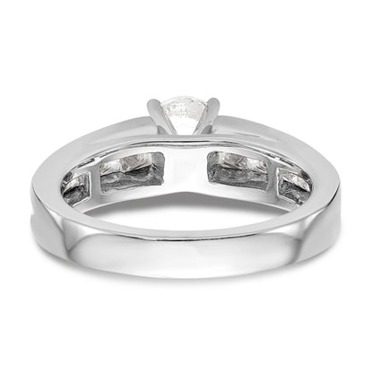 14K White Gold Diamond Peg Set CZ Engagement Ring