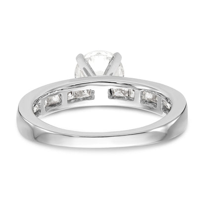 14K White Gold Diamond Peg Set CZ Engagement Ring
