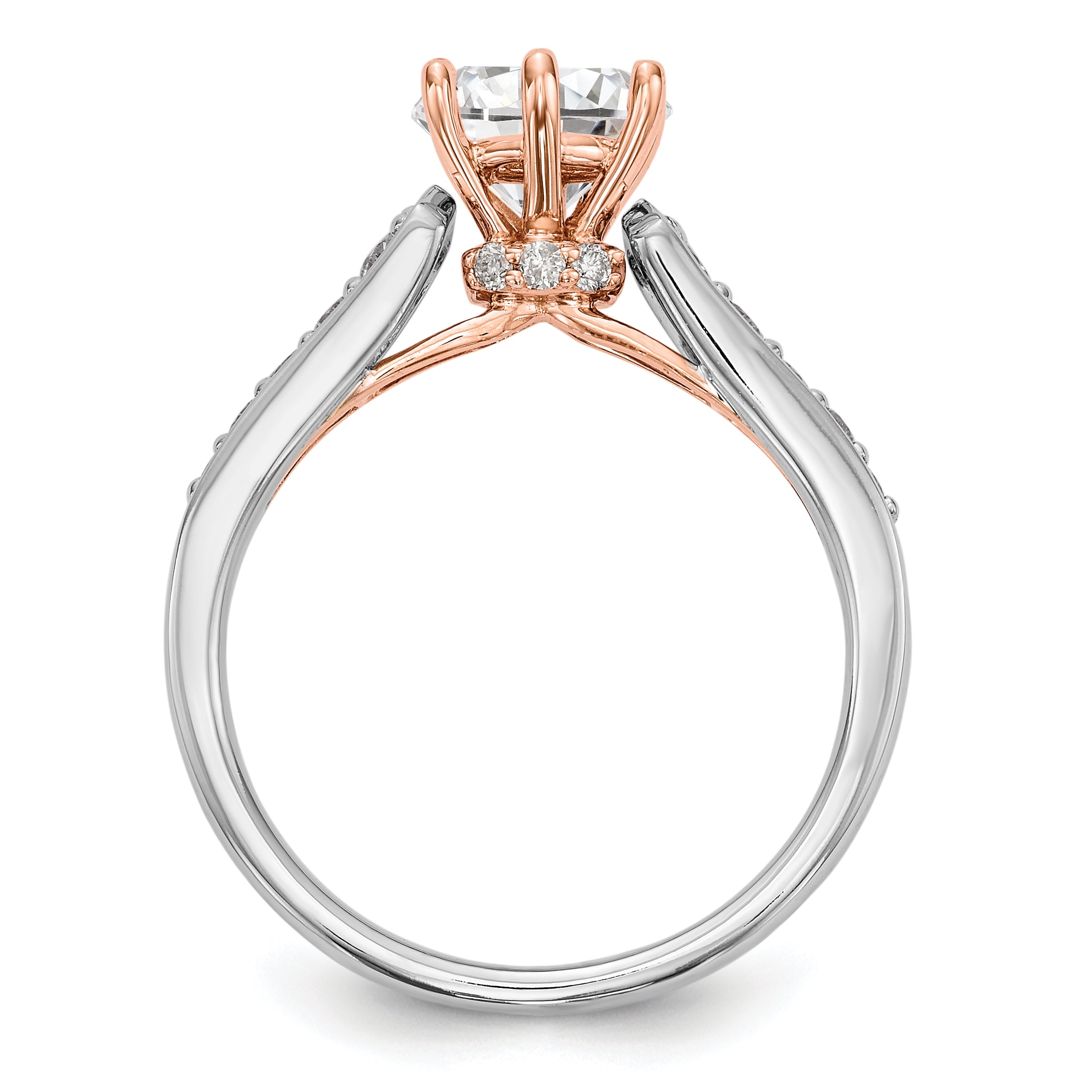 14K White Gold and Rose Simulated Diamond Engagement Ring