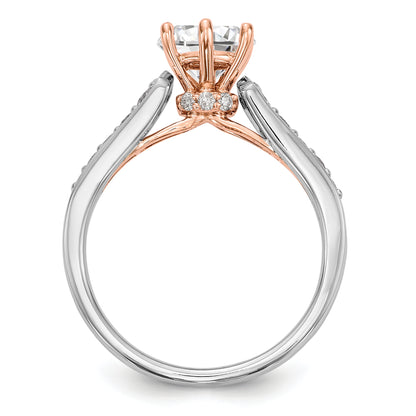 14K White Gold and Rose Simulated Diamond Engagement Ring