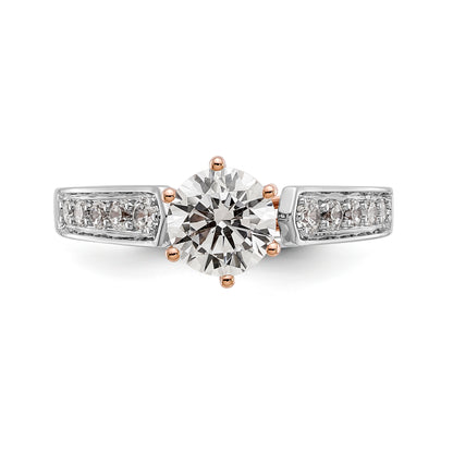 14K White Gold and Rose Simulated Diamond Engagement Ring