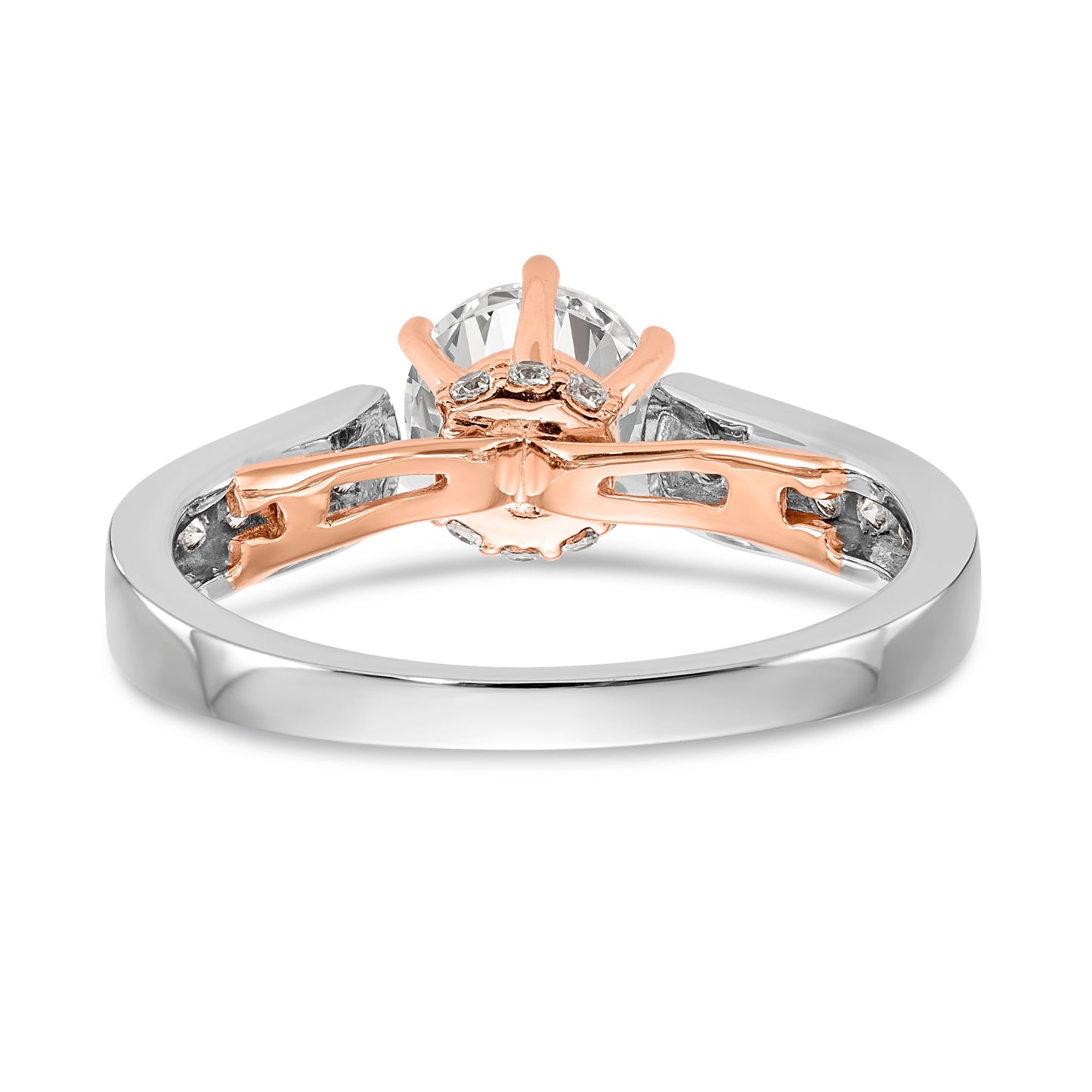 14K White Gold and Rose Simulated Diamond Engagement Ring