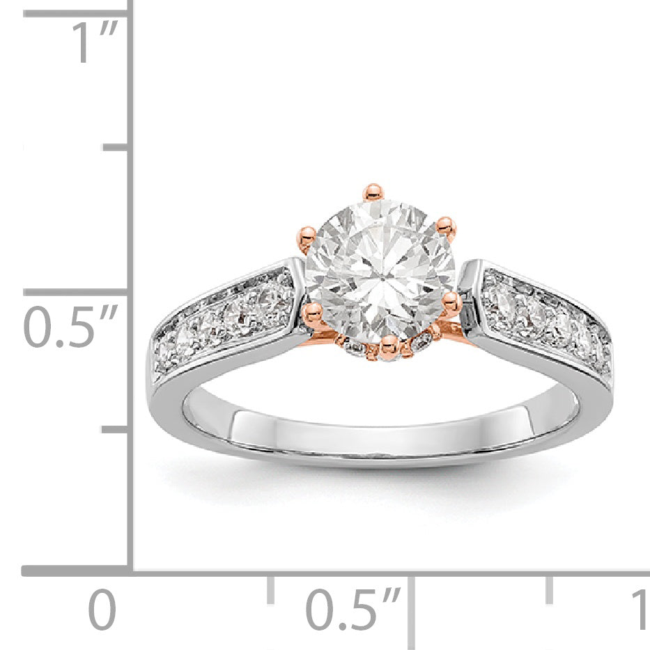 14K White Gold and Rose Simulated Diamond Engagement Ring